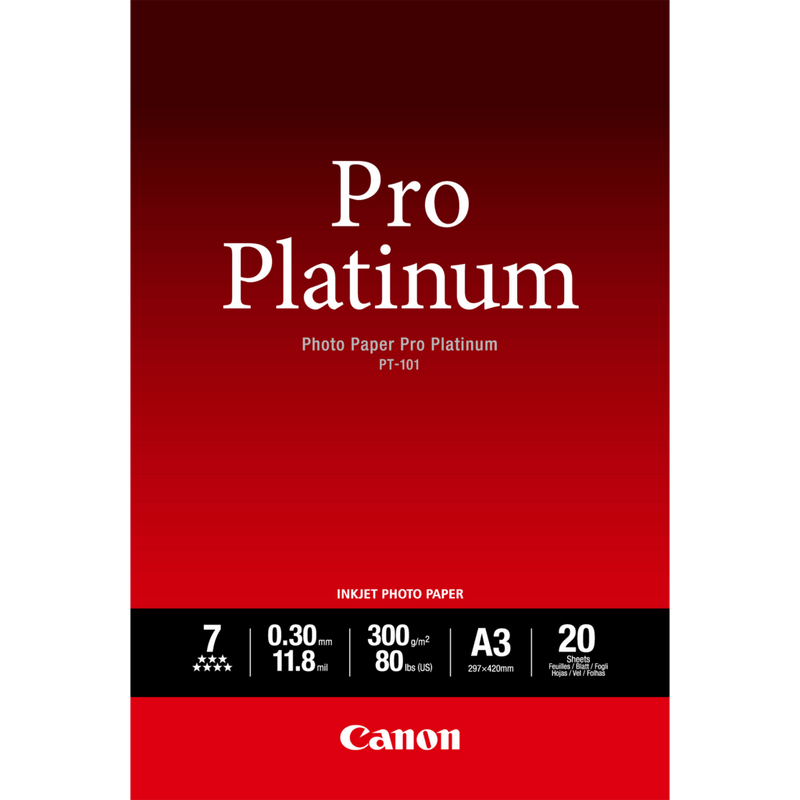 Canon PT-101 Pro Platinum Fotopapier A3 – 20 Blatt Produkt Vorderansicht