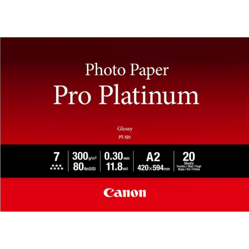 Canon PT-101 Professionelles Fotopapier Platinum A2, 20 Blatt Produkt Vorderansicht