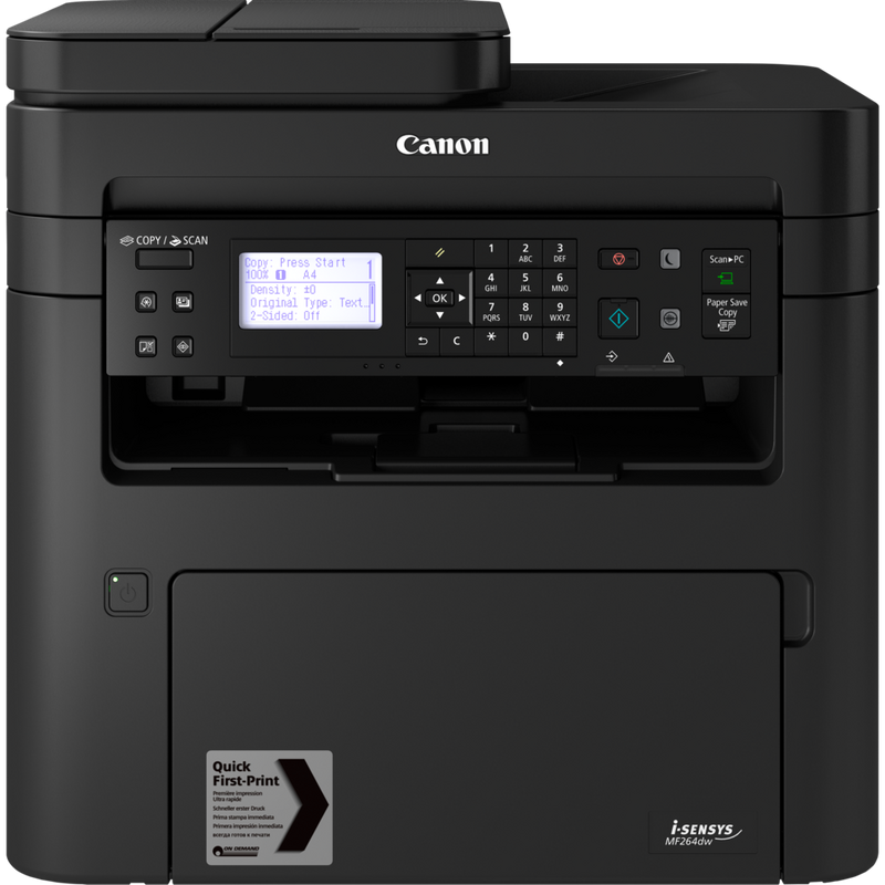 Canon i-SENSYS MF264dw 3-in-1 Schwarzweiß-Laserdrucker Produkt Vorderansicht