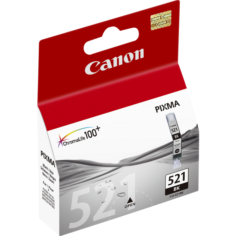 Canon CLI-521BK Tinte Schwarz Produkt Ansicht von links