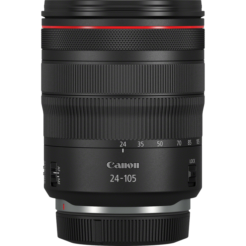 Canon RF 24-105mm F4L IS USM Objektiv Produkt Vorderansicht mit Staubkappe