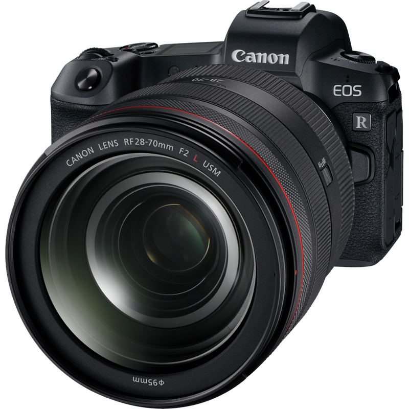 Canon RF 28-70mm F2L USM Produkt Das Objektiv mit einer Kamera