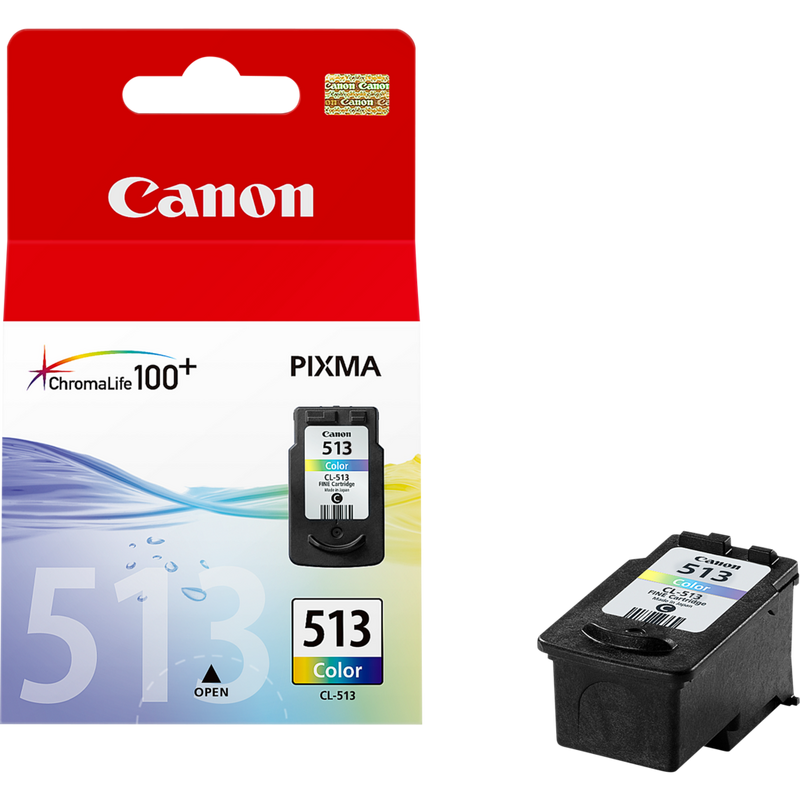 Canon CL-513 Farbtinte C/M/Y mit hoher Reichweite Produkt Vorderansicht mit Patrone
