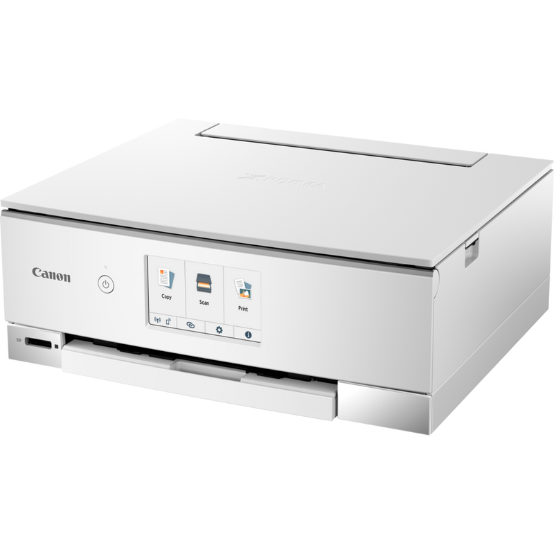 Canon PIXMA TS8251 Multifunktionssystem, Weiß Produkt Schrägansicht von vorne