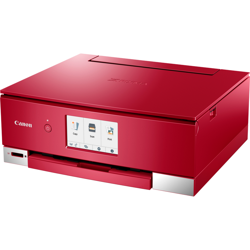 Canon PIXMA TS8252 Multifunktionssystem, Rot Produkt Schrägansicht von vorne