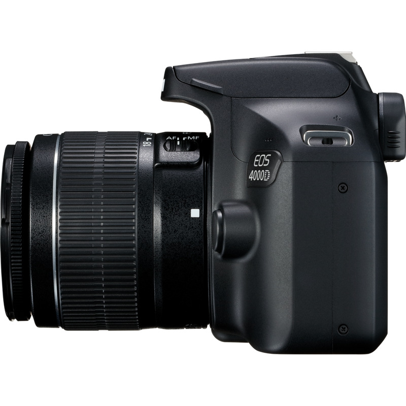 Canon EOS 4000D Gehäuse + EF-S 18-55mm III Objektiv Produkt Ansicht von links