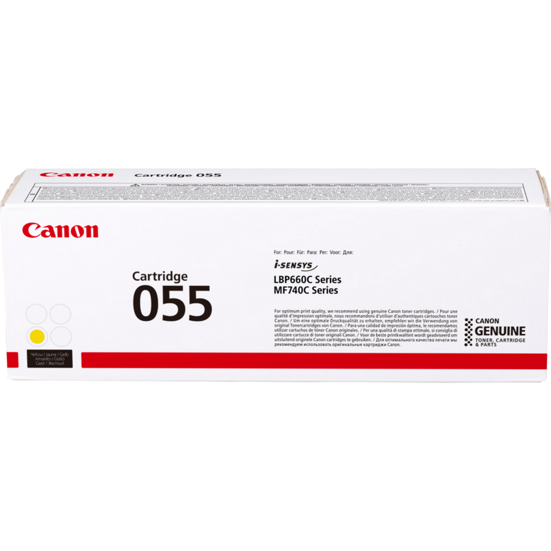 Canon 055 Toner-Cartridge, Gelb Produkt Vorderansicht der Verpackung