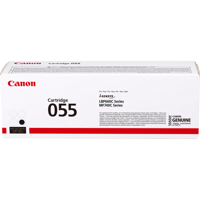 Canon 055 Toner-Cartridge, Schwarz Produkt Vorderansicht der Verpackung