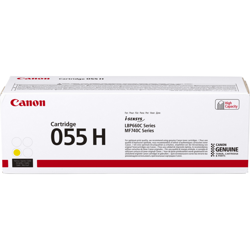 Canon 055 H High Yield Toner-Cartridge, Gelb Produkt Vorderansicht der Verpackung