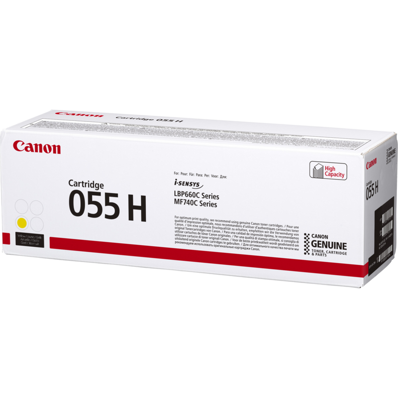 Canon 055 H High Yield Toner-Cartridge, Gelb Produkt Ansicht der Verpackung von rechts