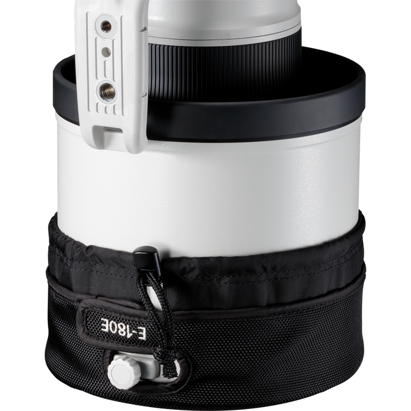 Canon E-180E Objektivdeckel Produkt Seitenansicht mit sichtbaren Objektivtasten