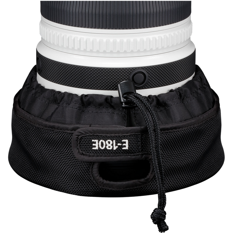 Canon E-180E Objektivdeckel Produkt Seitenansicht bei Anbringung an ein Objektiv