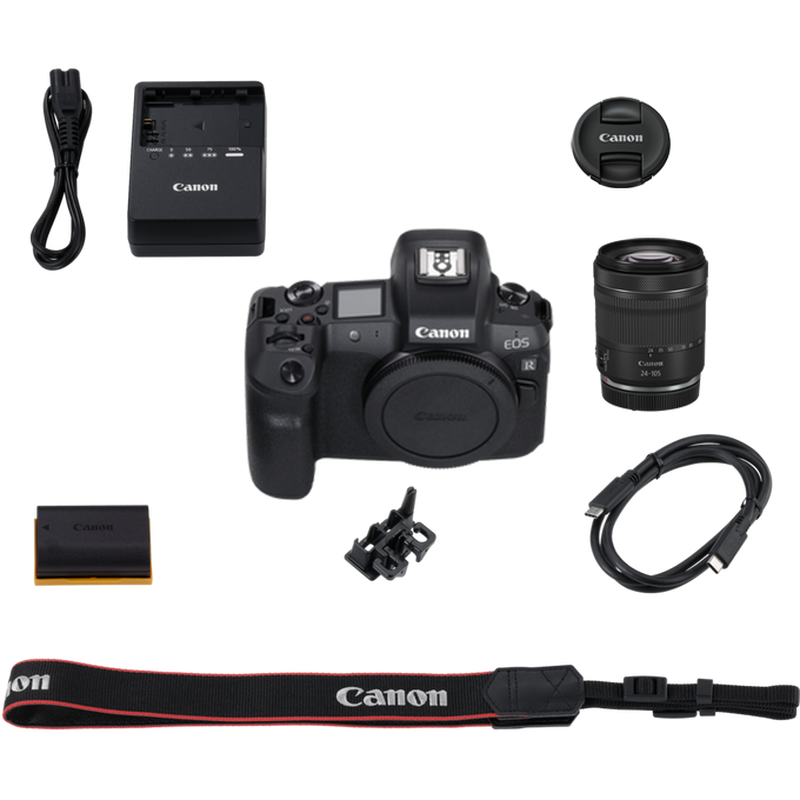 Canon EOS R Gehäuse + RF 24-105mm F4-7.1 IS STM Objektiv Produkt Lieferumfang