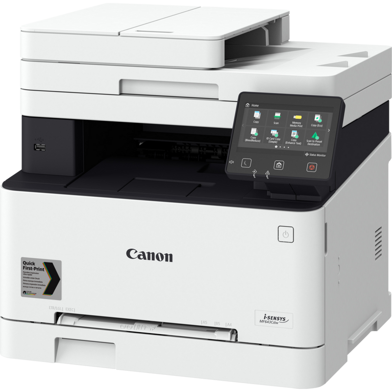 Canon i-SENSYS MF643Cdw 3-in-1 Farblaser-Multifunktionssystem Produkt Ansicht von rechts