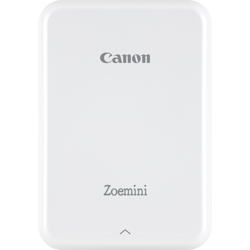 Canon Zoemini Mini-Fotodrucker, weiß + Tagebuch + Tasche Produkt Drucker Vorderansicht