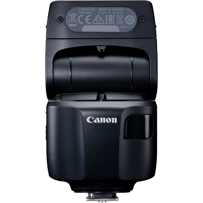 Canon Speedlite EL-100 Blitzgerät Produkt Vorderansicht mit nach hinten gedrehtem Blitz