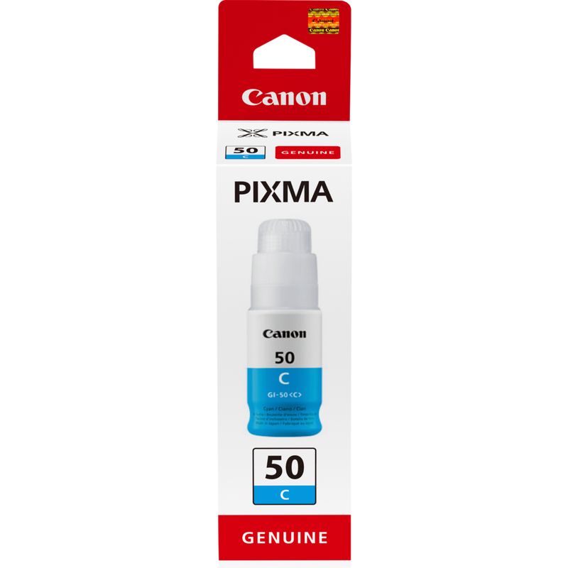 Canon GI-50 C, Hohe Reichweite, Tintenflasche, Cyan Produkt Vorderansicht