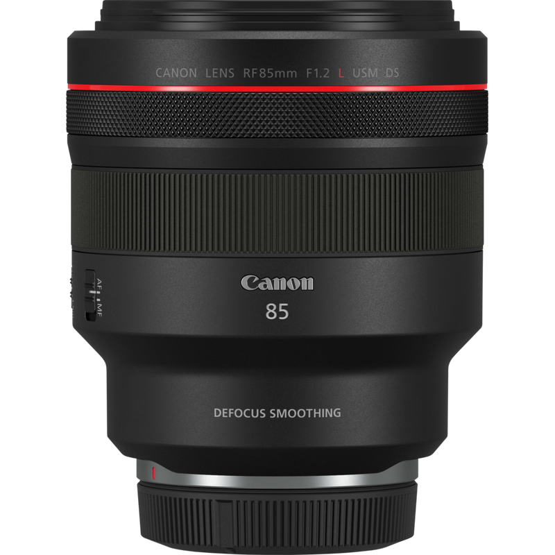 Canon RF 85mm F1.2L USM DS Objektiv Produkt Vorderansicht mit Staubkappe