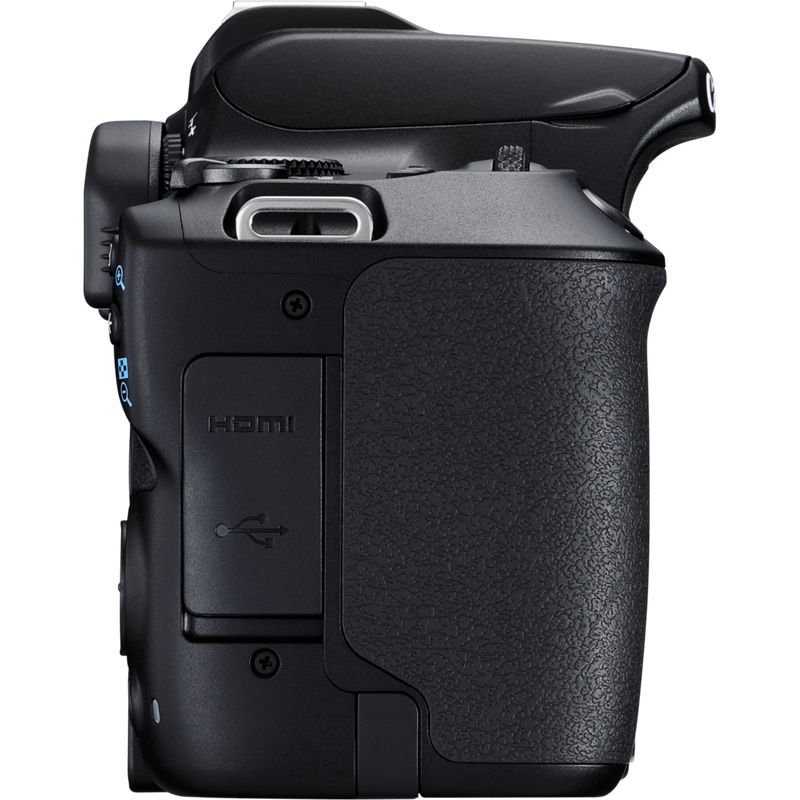 Canon EOS 250D Gehäuse, Schwarz + EF-S 18-135mm f/3.5-5.6 IS STM Objektiv Produkt Ansicht von rechts