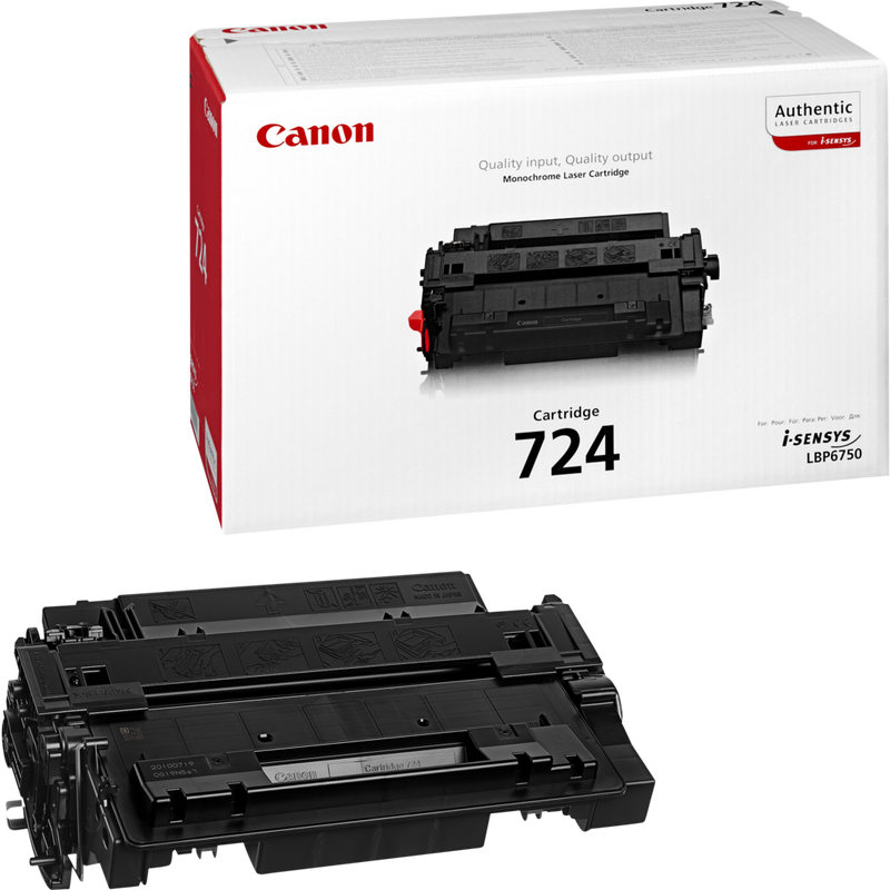 Canon 724 Toner-Cartridge Produkt Verpackung und Patrone