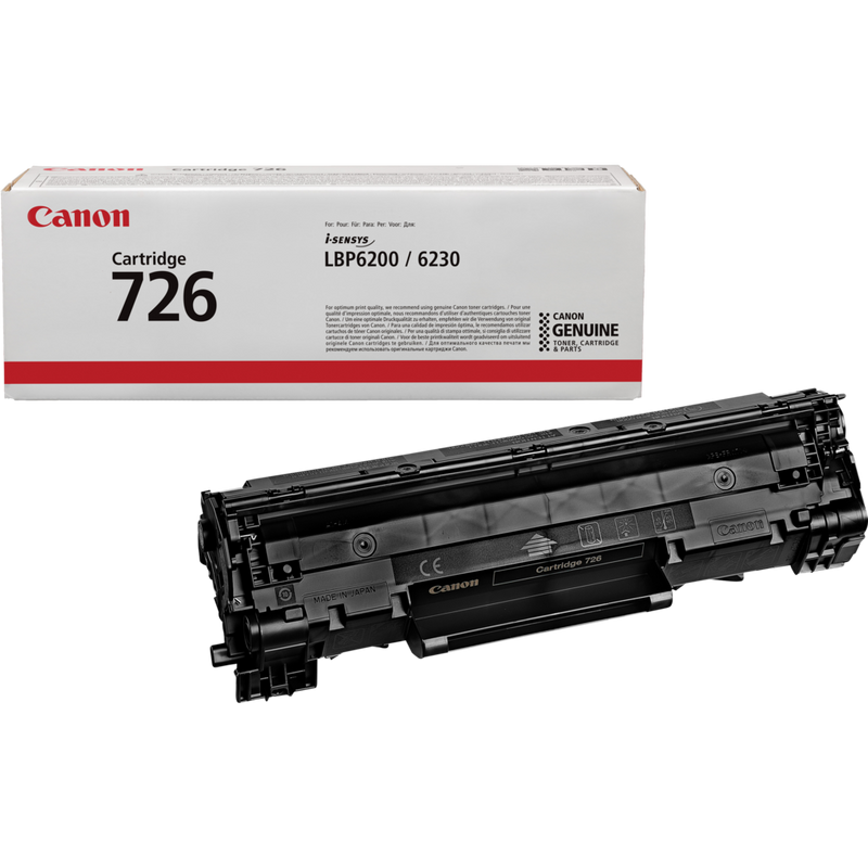 Canon 726 Toner-Cartridge Produkt Verpackung und Patrone