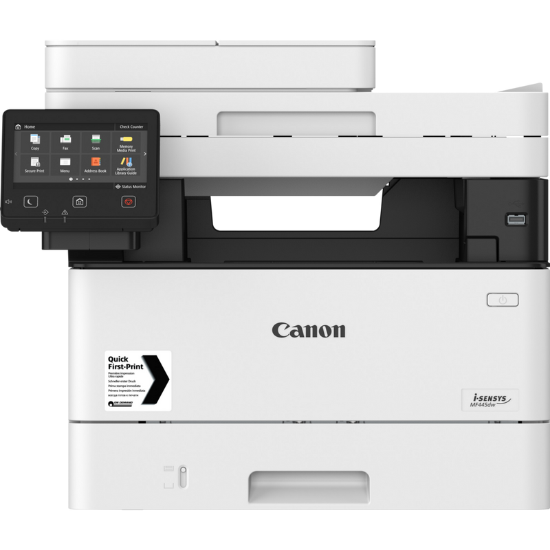 Canon i-SENSYS MF445dw Schwarzweiß-Laser-Multifunktionssystem Produkt Vorderansicht