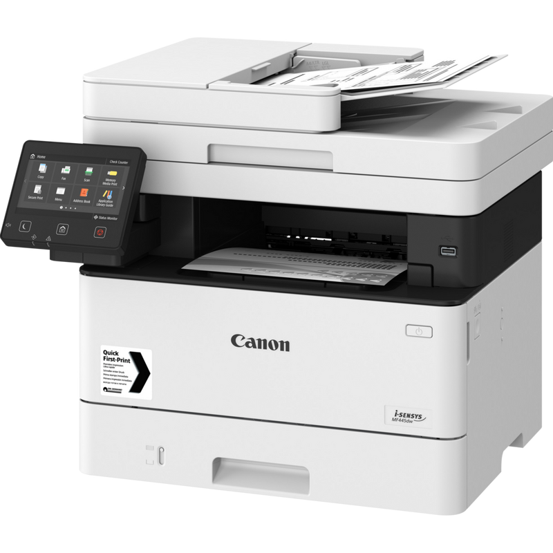 Canon i-SENSYS MF445dw Schwarzweiß-Laser-Multifunktionssystem Produkt Ansicht von oben rechts