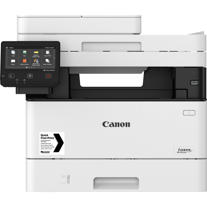 Canon i-SENSYS MF443dw Schwarzweiß-Laser-Multifunktionssystem Produkt Vorderansicht