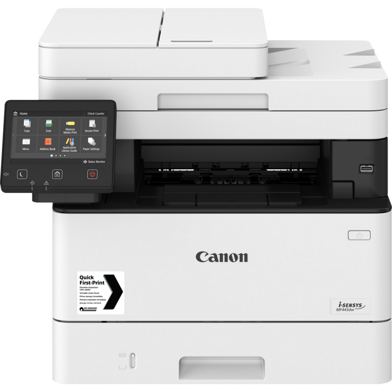 Canon i-SENSYS MF443dw Schwarzweiß-Laser-Multifunktionssystem Produkt Vorderansicht von oben