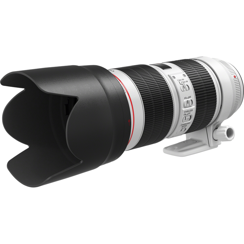 Canon EF 70-200mm f/2.8L IS III USM Produkt Ansicht von links mit Streulichtblende
