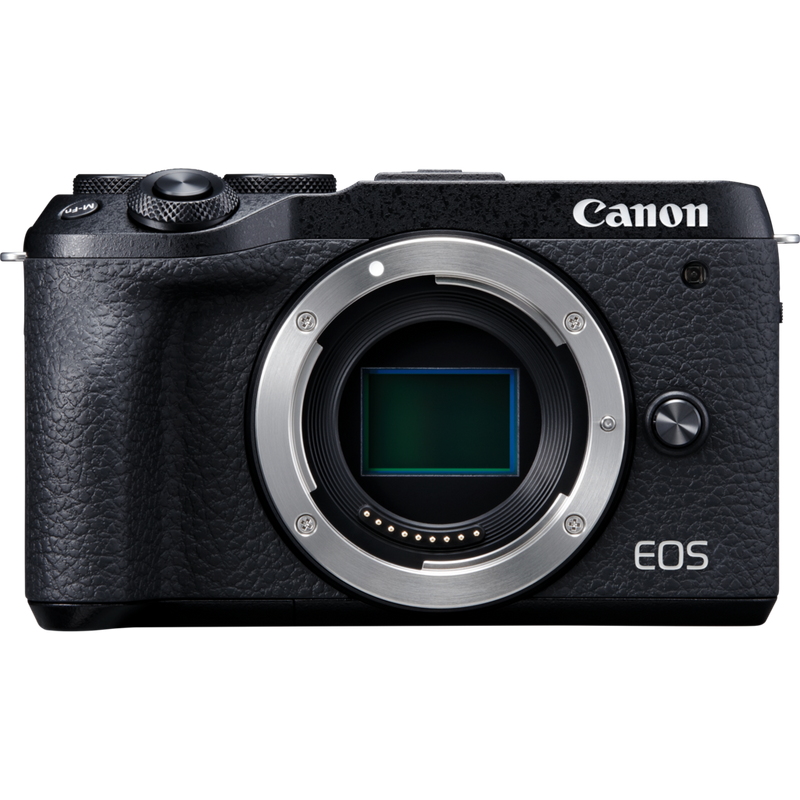 Canon EOS M6 Mark II + EF-M 15-45mm IS STM Objektiv + Elektronischer Sucher Produkt Vorderansicht