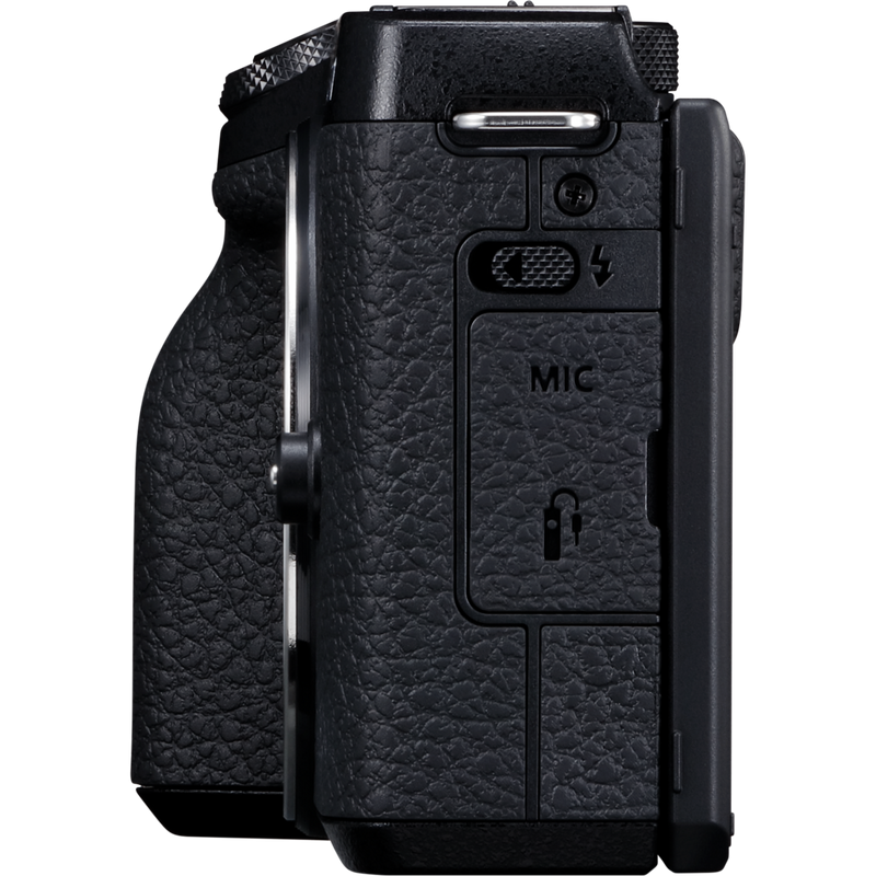 Canon EOS M6 Mark II + EF-M 15-45mm IS STM Objektiv + Elektronischer Sucher Produkt Ansicht von links