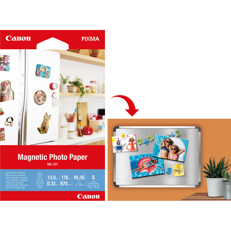 Canon Kreativ-Kit – 3 Papiersorten Produkt Vorderansicht des magnetischen Fotopapiers