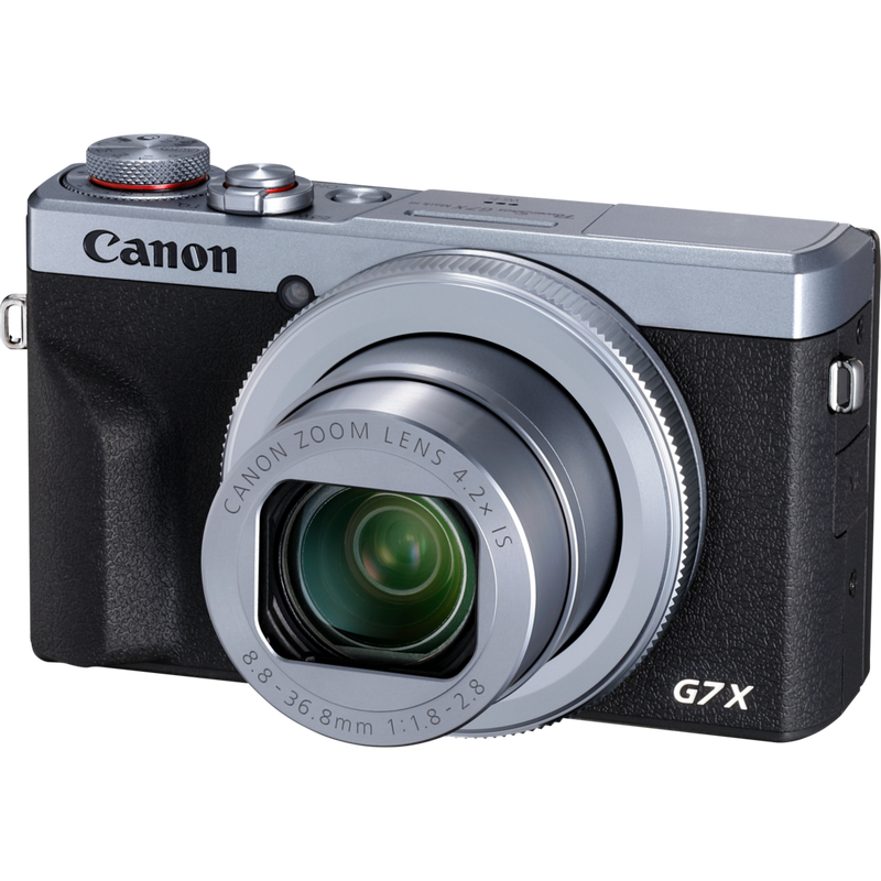 Canon PowerShot G7 X Mark III Kompaktkamera, Silber, Vorderansicht des Produkts