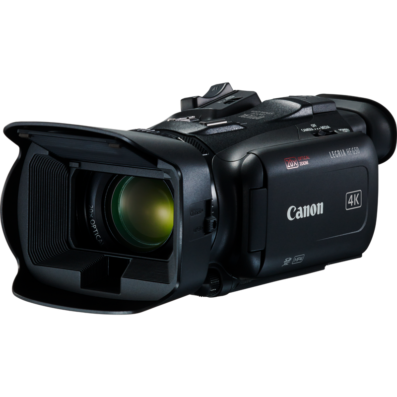 Canon LEGRIA HF G50 Camcorder + Power Kit Pack Produkt Vorderansicht von links