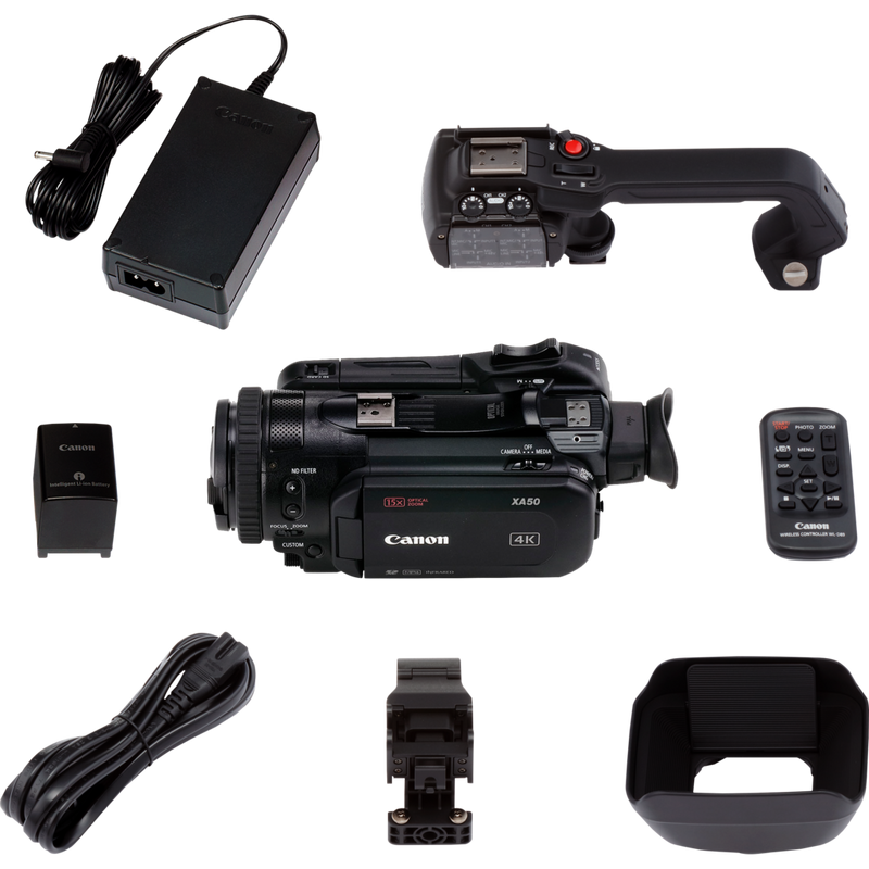 Canon XA50 Camcorder Produkt Komponenten im Lieferumfang