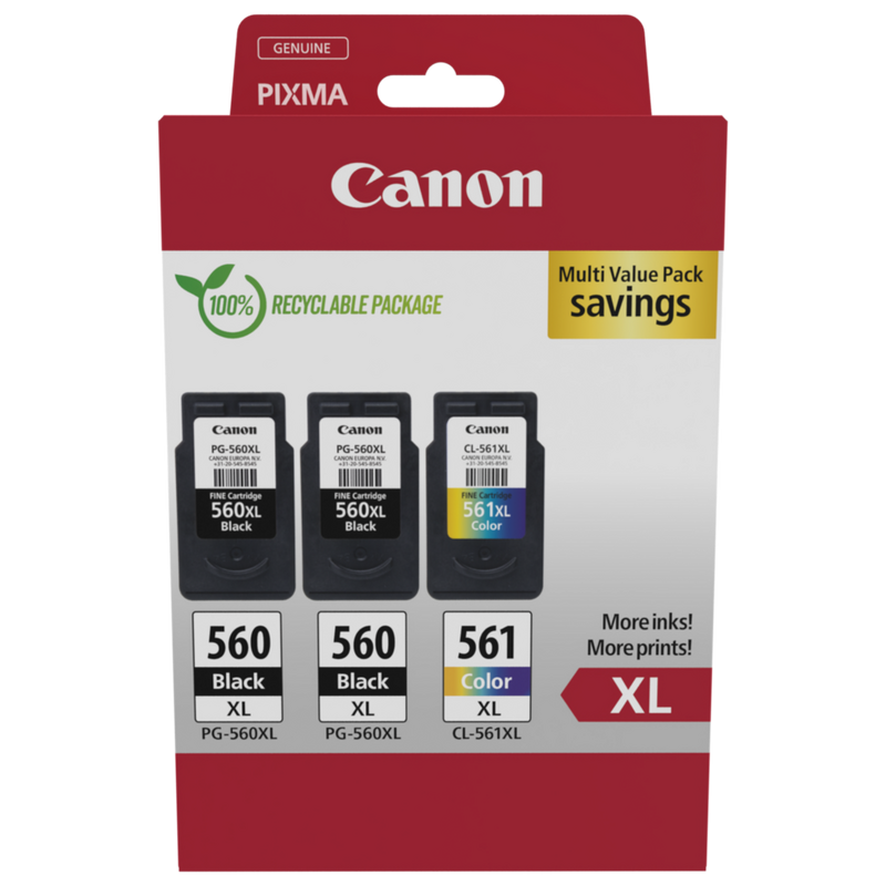 Canon PG-560XL x2/CL-561XL High Yield Ink Cartridge Multipack Product Package front view