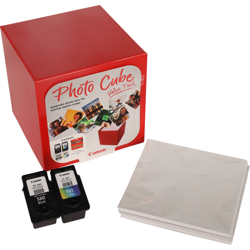 Canon Photo Cube with PG-560 + CL-561 Ink Cartridges + PP-201 5 x 5" Photo Paper Plus Glossy II (40 sheets) - Value Pack Product Front View