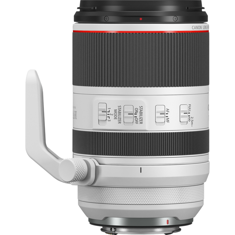 Canon RF 70-200mm F2.8L IS USM Objektiv Produkt Ansicht von links mit Stativgewinde