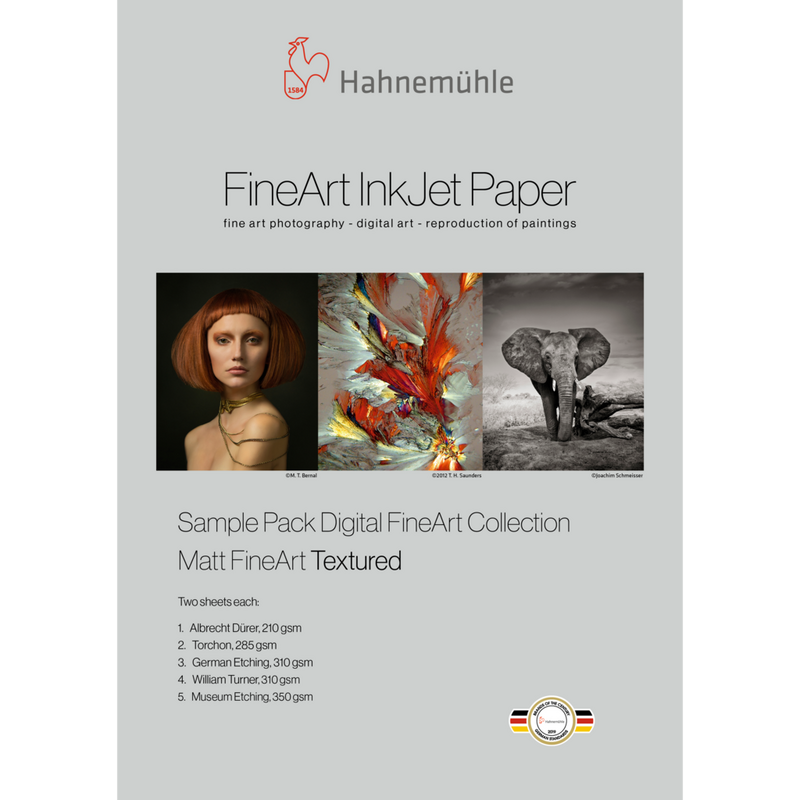 Hahnemühle Matt FineArt TEXTURED Musterpaket, A4, 10 Blatt Produkt Vorderansicht