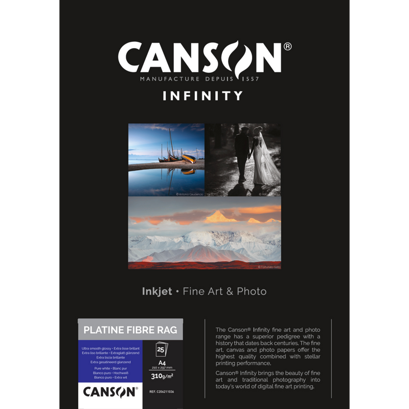 Canson Infinity Platine Fibre Rag 310 g/m², A4, 25 Blatt Produkt Vorderansicht