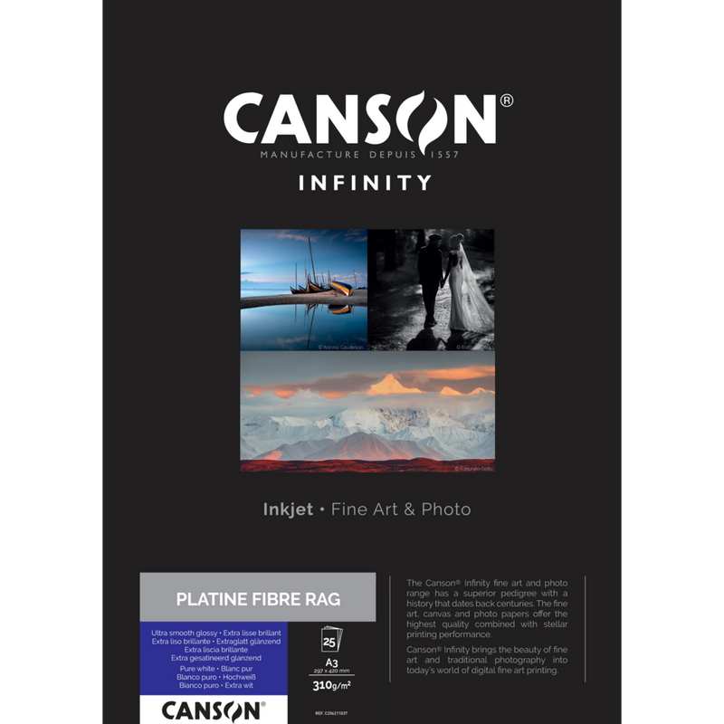 Canson Infinity Platine Fibre Rag 310 g/m², A3, 25 Blatt Produkt Vorderansicht