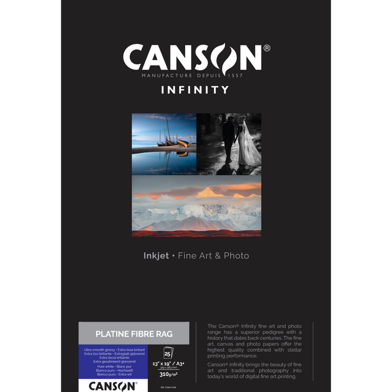 Canson Infinity Platine Fibre Rag 310 g/m², A3 Plus, 25 Blatt Produkt Vorderansicht