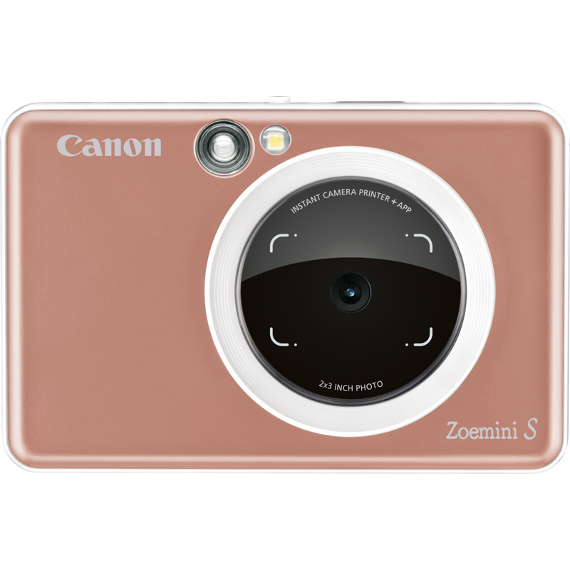Canon Zoemini S mobile Sofortbildkamera mit Mini-Fotodrucker, Roségold + Tagebuch + Tasche Produkt Vorderansicht