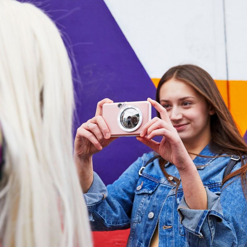 Canon Zoemini S mobile Sofortbildkamera mit Mini-Fotodrucker, Roségold + Tagebuch + Tasche Frauen knipsen Foto