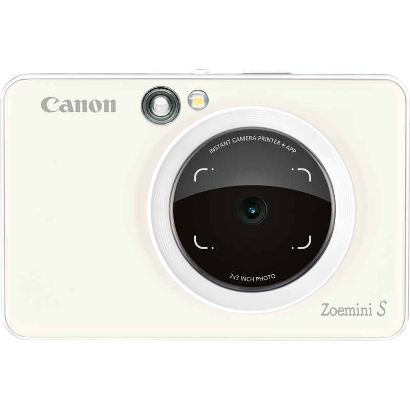 Canon Zoemini S mobile Sofortbildkamera mit Mini-Fotodrucker, Perlweiß + Tagebuch + Tasche Produkt Vorderansicht