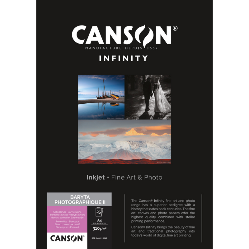Canson Infinity Baryta Photographique II 310 g/m², A4, 25 Blatt Produkt Vorderansicht