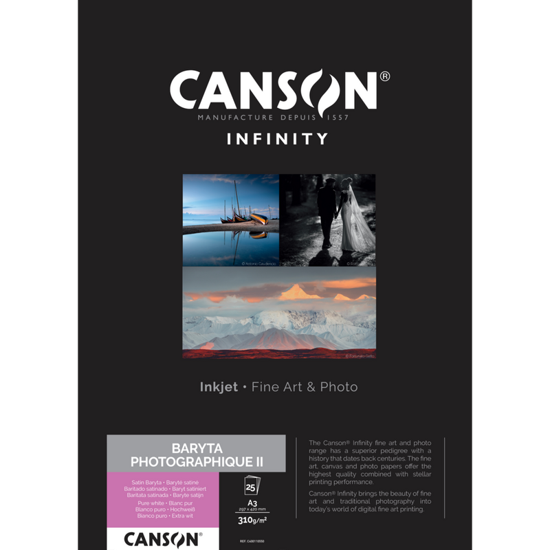 Canson Infinity Baryta Photographique II 310 g/m², A3, 25 Blatt Produkt Vorderansicht