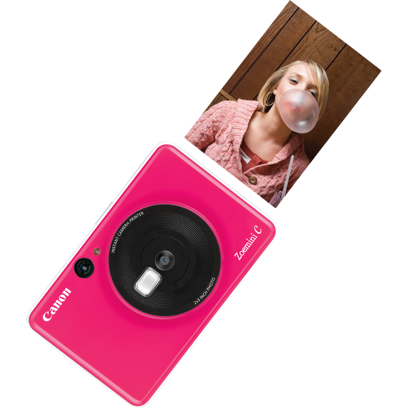 Canon Zoemini C Sofortbildkamera und Mini-Fotodrucker, Bubblegum Pink Produkt Vorderansicht mit Ausdruck