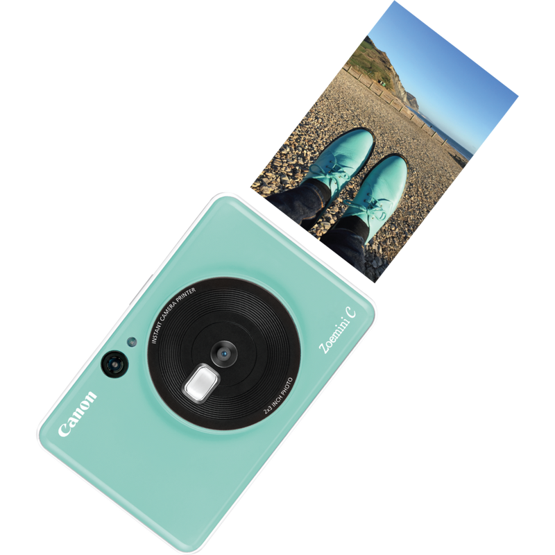 Canon Zoemini C Sofortbildkamera und Mini-Fotodrucker, Mintgrün Produkt Vorderansicht mit Ausdruck